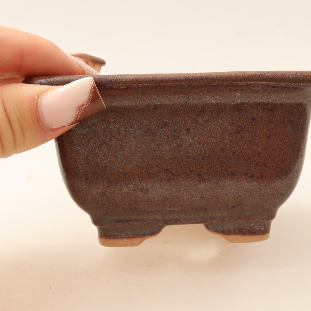Keramische bonsaipot 9,5 x 9,5 x 5,5 cm, kleur bruin