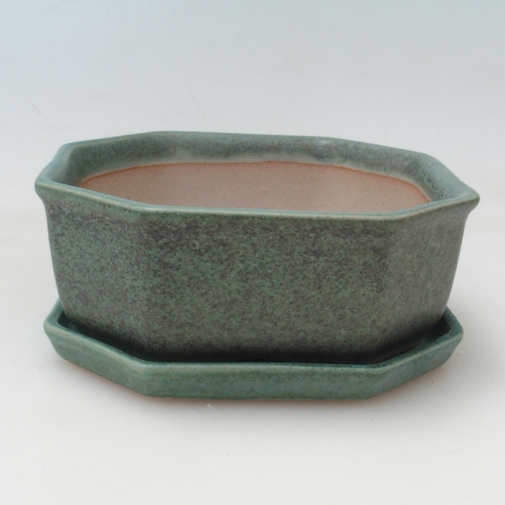 Bonsaischaal + schotel H13 - 12,5x12,5 x4,5 cm.