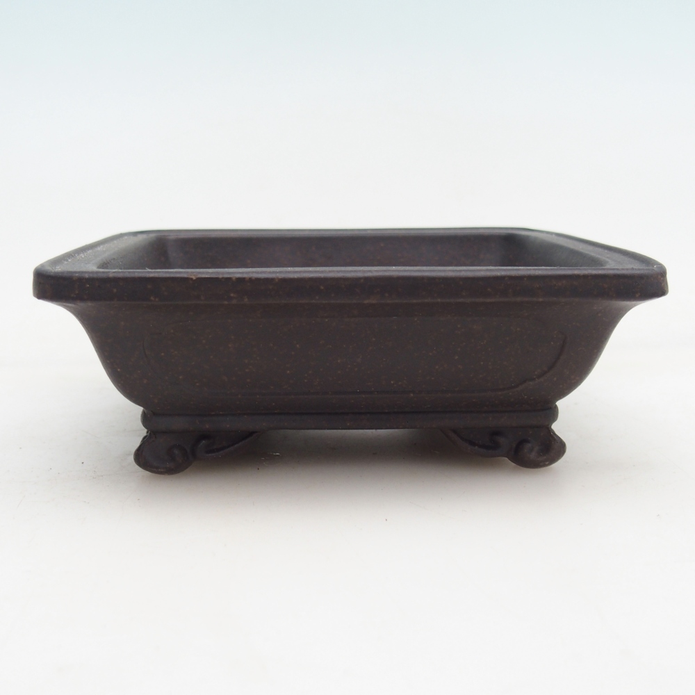 Bonsaischaal van keramiek 12 x 11 x 4,5 cm, kleur okerbruin