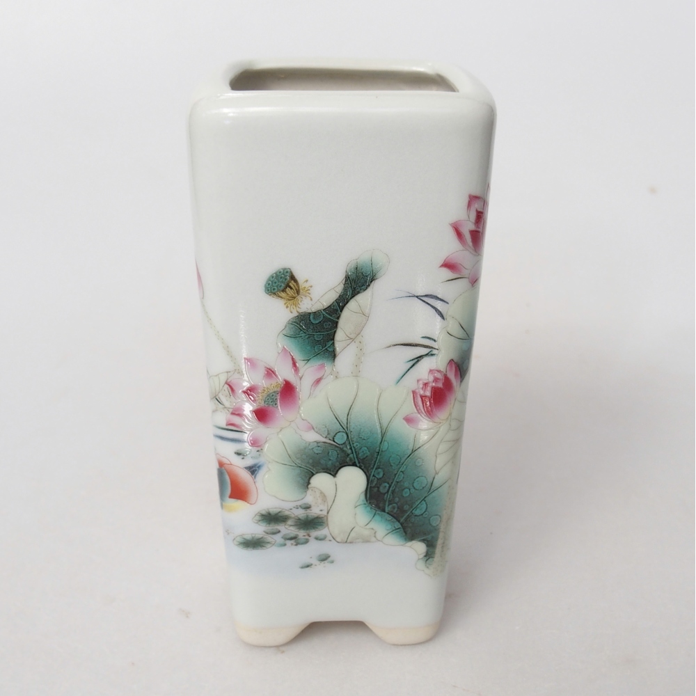 Bonsaischaal van keramiek 5,5 x 5,5 x 12 cm, kleur wit