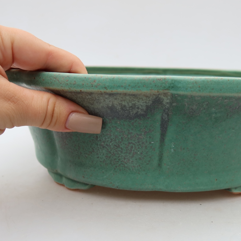 Bonsaischaal van keramiek 26,5 x 26,5 x 8,5 cm, groen