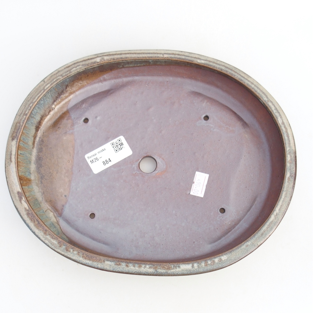 Bonsaischaal van keramiek 24,5 x 20 x 4 cm, blauwgrijs