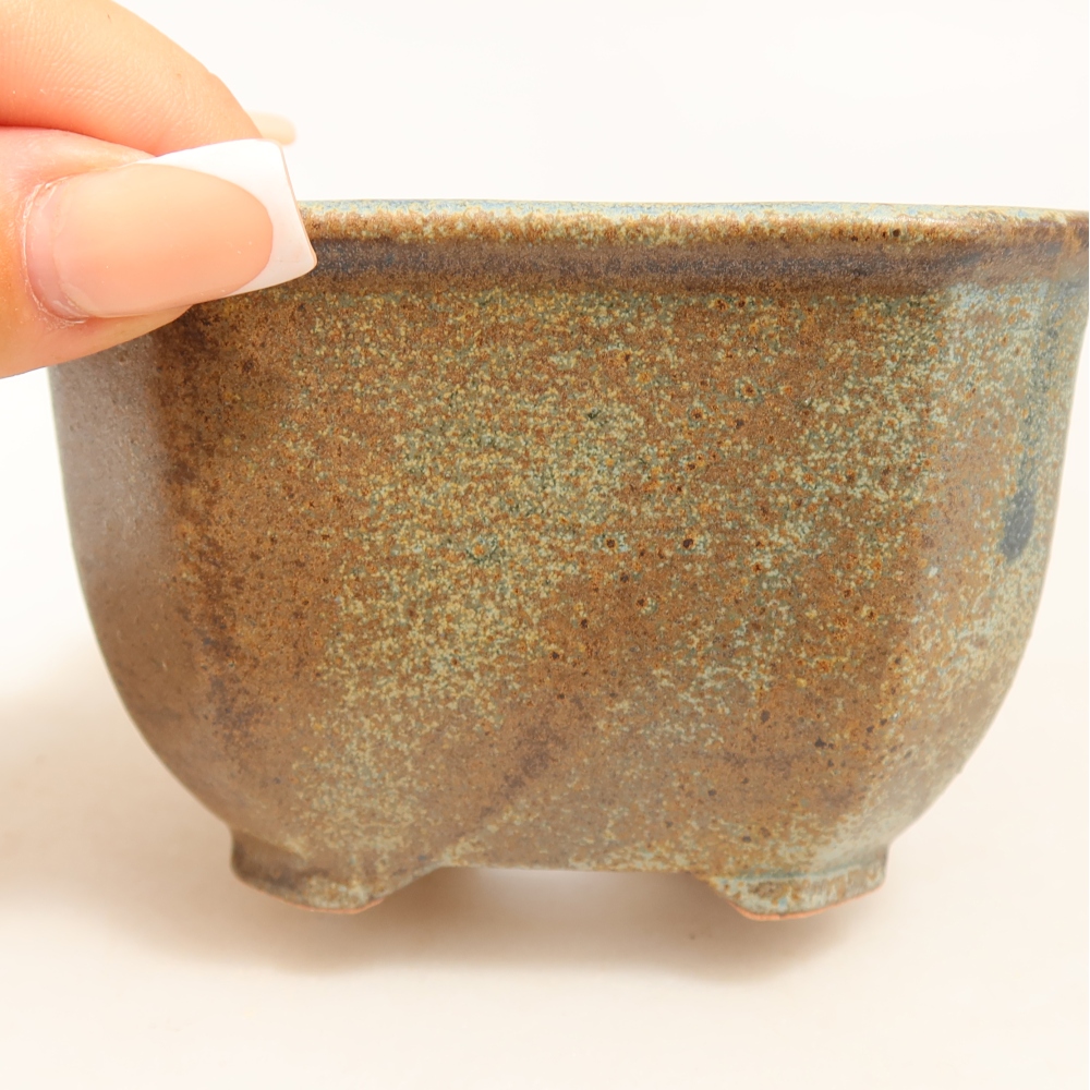 Keramische bonsaipot 10 x 10 x 6,5 cm, kleur bruingroen