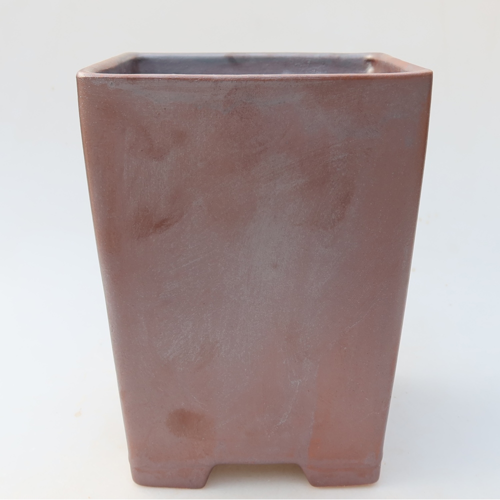 Bonsaischaal van keramiek 15 x 15 x 19,5 cm, metaalkleur