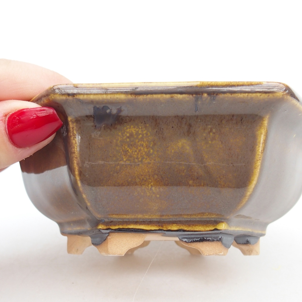 Bonsaischaal van keramiek 26 x 26 x 8 cm, kleur rood