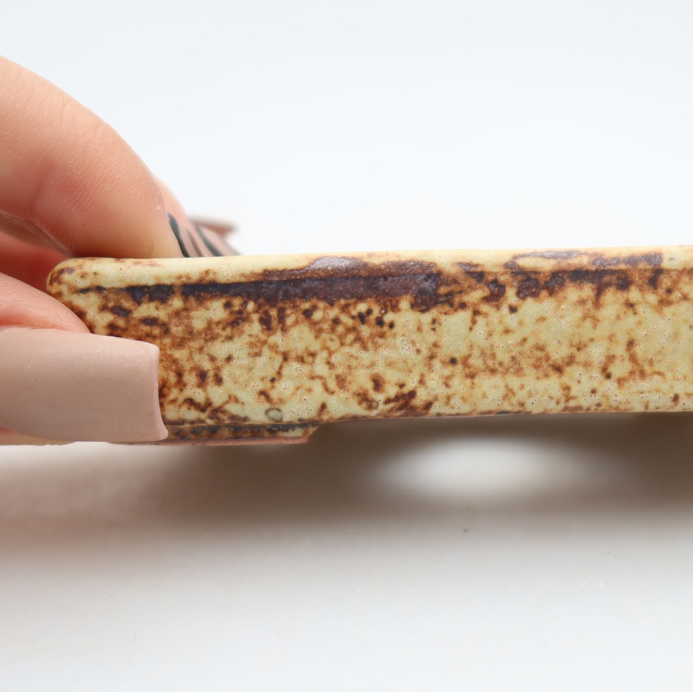 Bonsaischaal van keramiek 10 x 7 x 2 cm, kleur beige