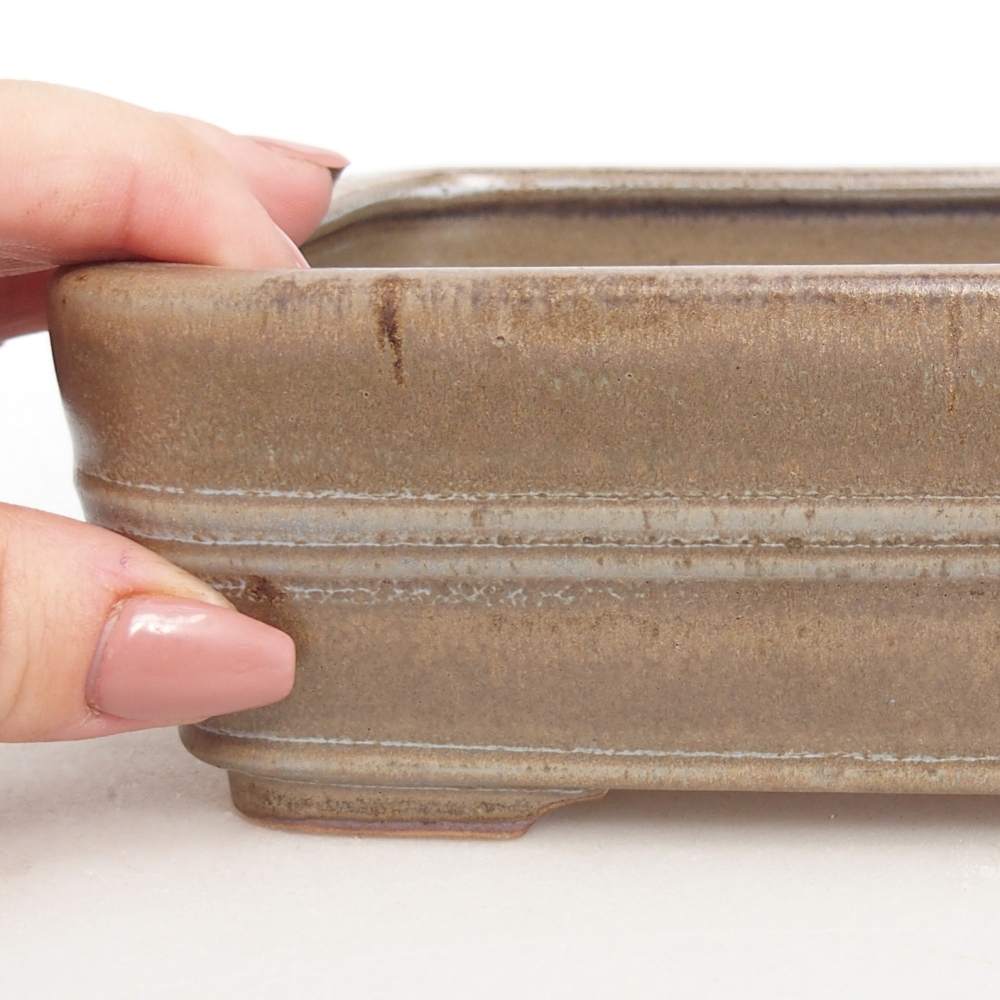 Bonsaischaal van keramiek 16,5 x 12 x 5,5 cm, blauwgrijs