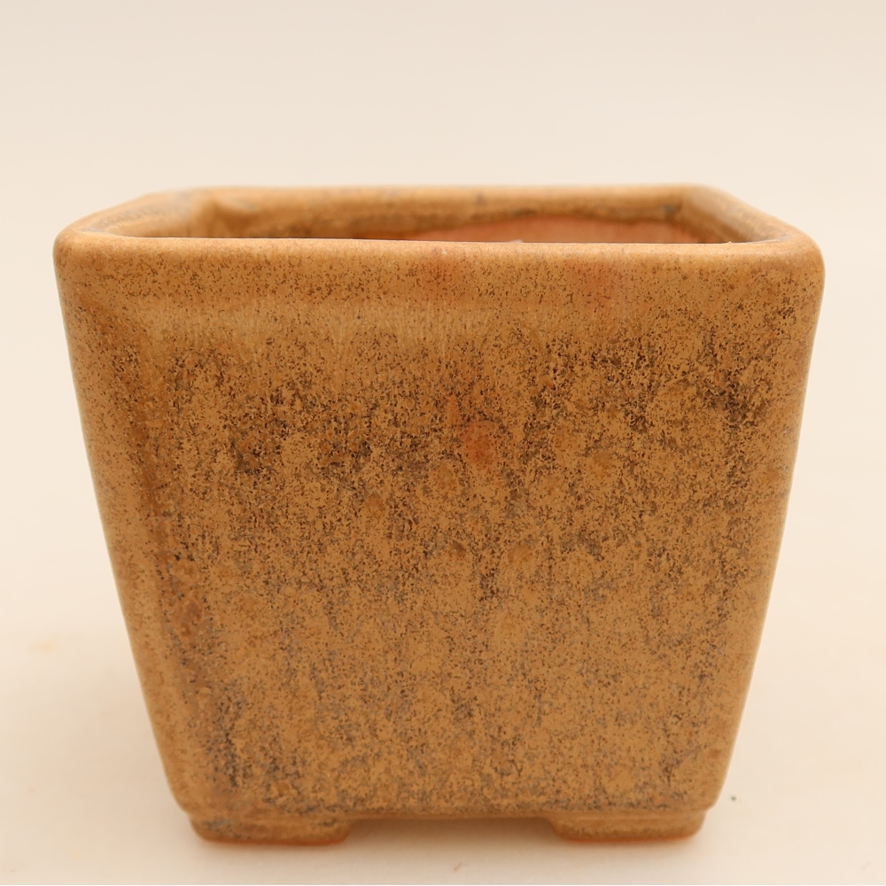 Keramische bonsaipot 7,5 x 7,5 x 6,5 cm, kleur beige