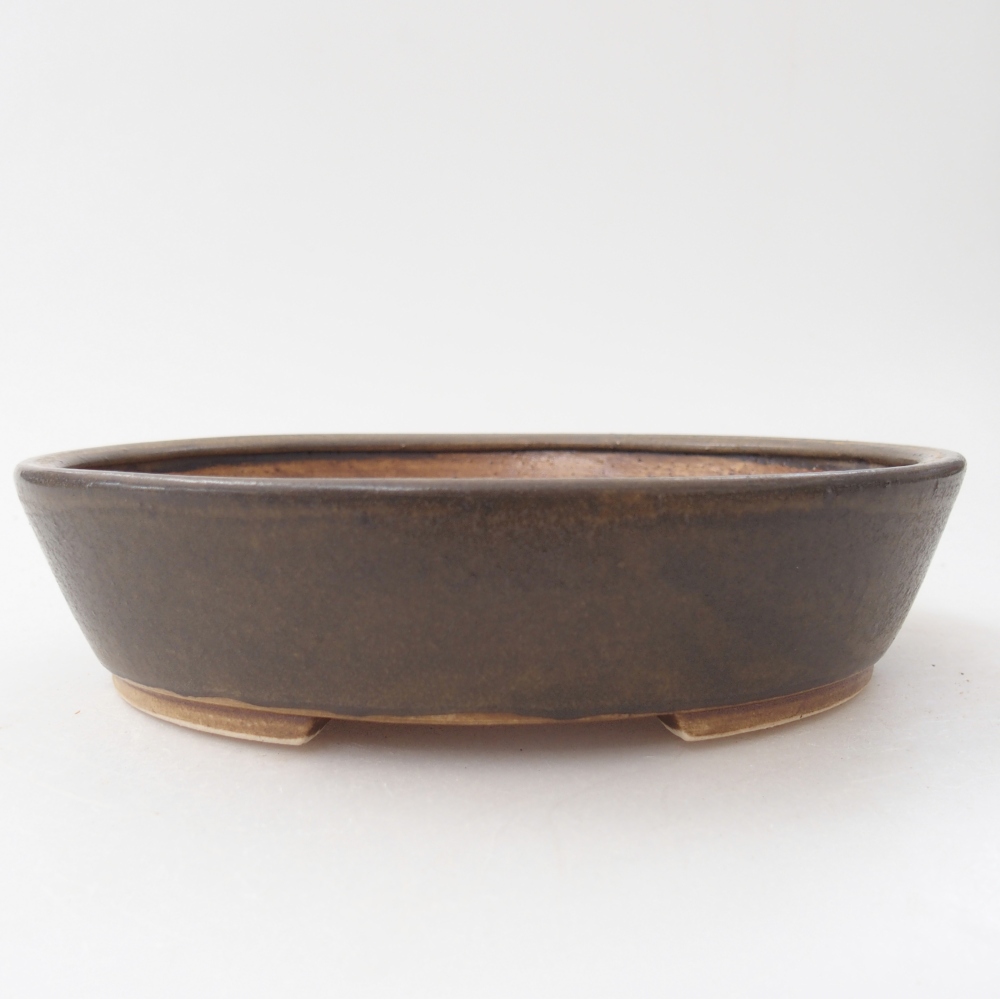 Bonsaischaal van keramiek 18,5 x 16,5 x 4,5 cm, bruin