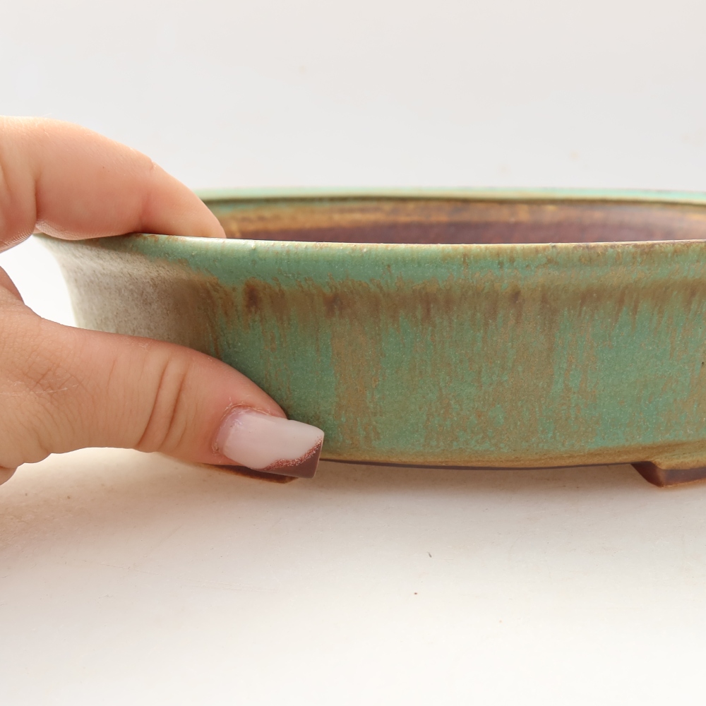 Bonsaischaal van keramiek 21 x 19 x 5 cm, groen