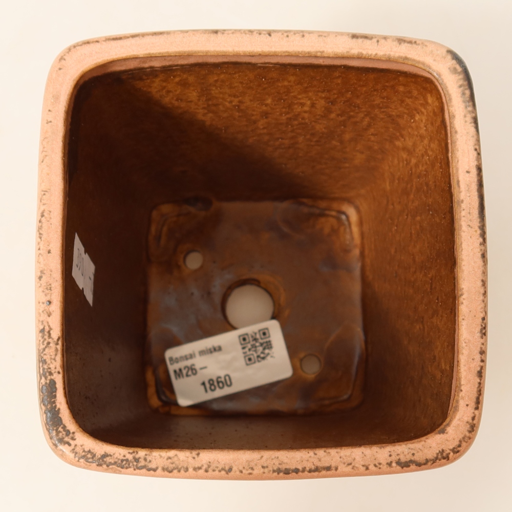 Keramische bonsaipot 10,5 x 10,5 x 12 cm, kleur roze