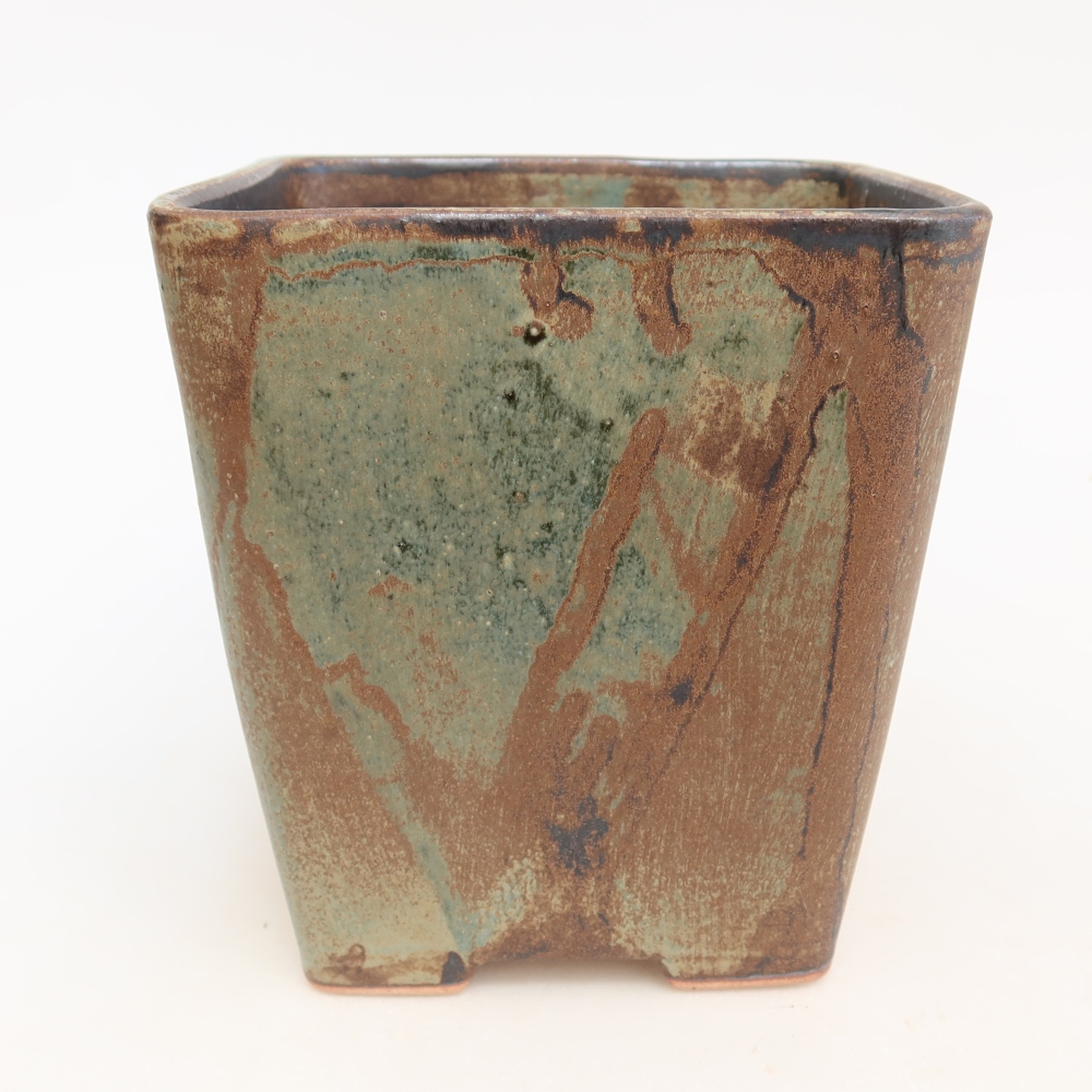 Bonsaischaal van keramiek 14 x 14 x 15 cm, bruin