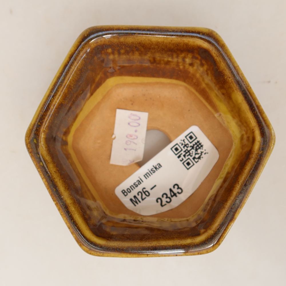 Keramische bonsaipot 7,5 x 7 x 4 cm, kleur bruingelb