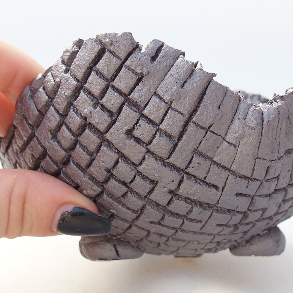 Keramische schaal 13 x 12,5 x 7,5 cm , metaalkleur