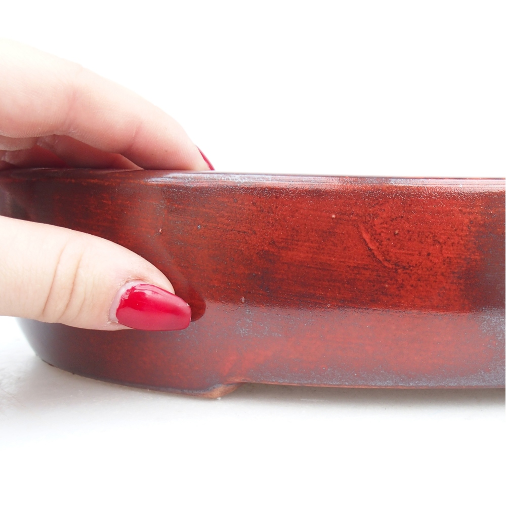 Bonsaischaal van keramiek 27 x 21 x 5 cm, kleur rood