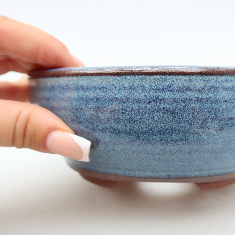 Bonsaischaal van keramiek 15 x 15 x 5,5 cm, kleur blauw