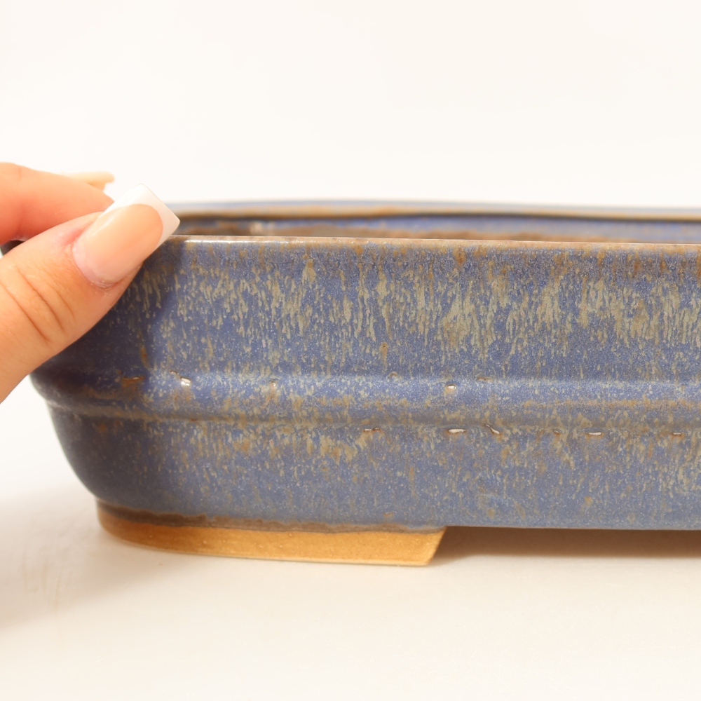 Bonsaischaal van keramiek 29,5 x 25 x 7 cm, kleur blauw