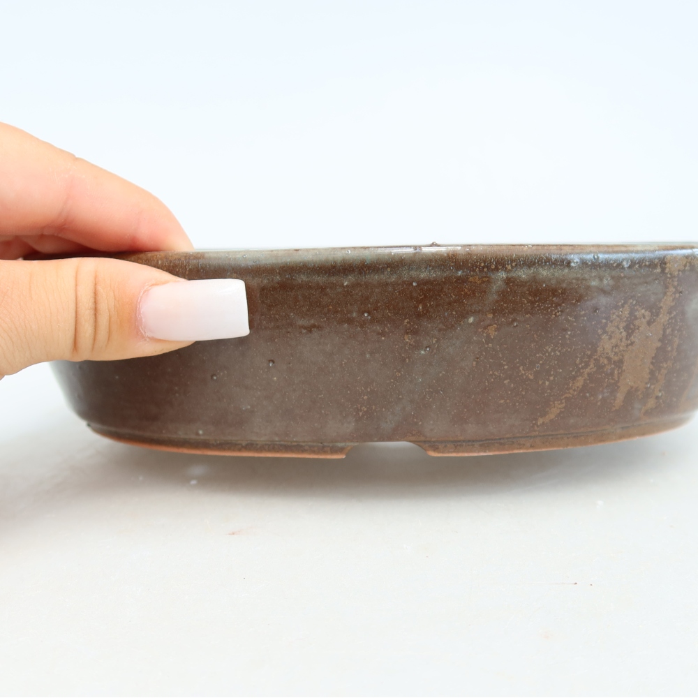 Bonsaischaal van keramiek 18,5 x 13,5 x 4,5 cm, bruin