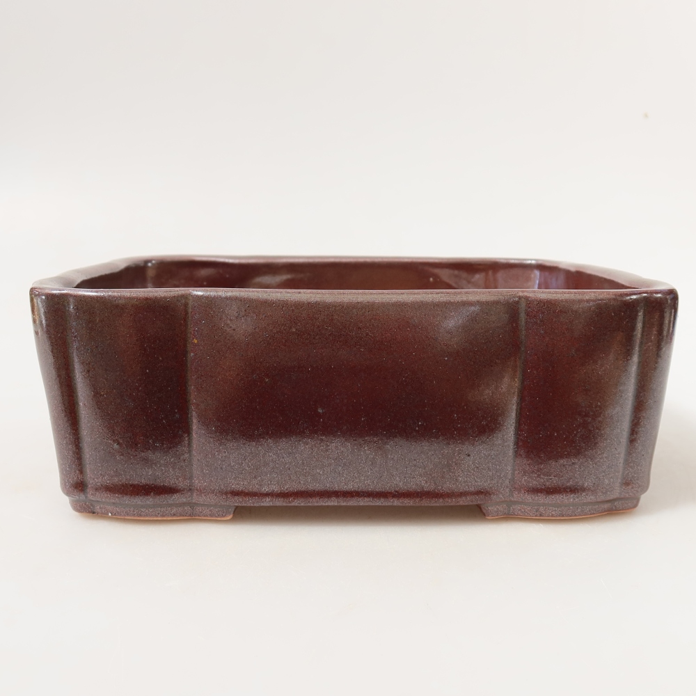 Bonsaischaal van keramiek 20,5 x 17,5 x 7 cm, bruin