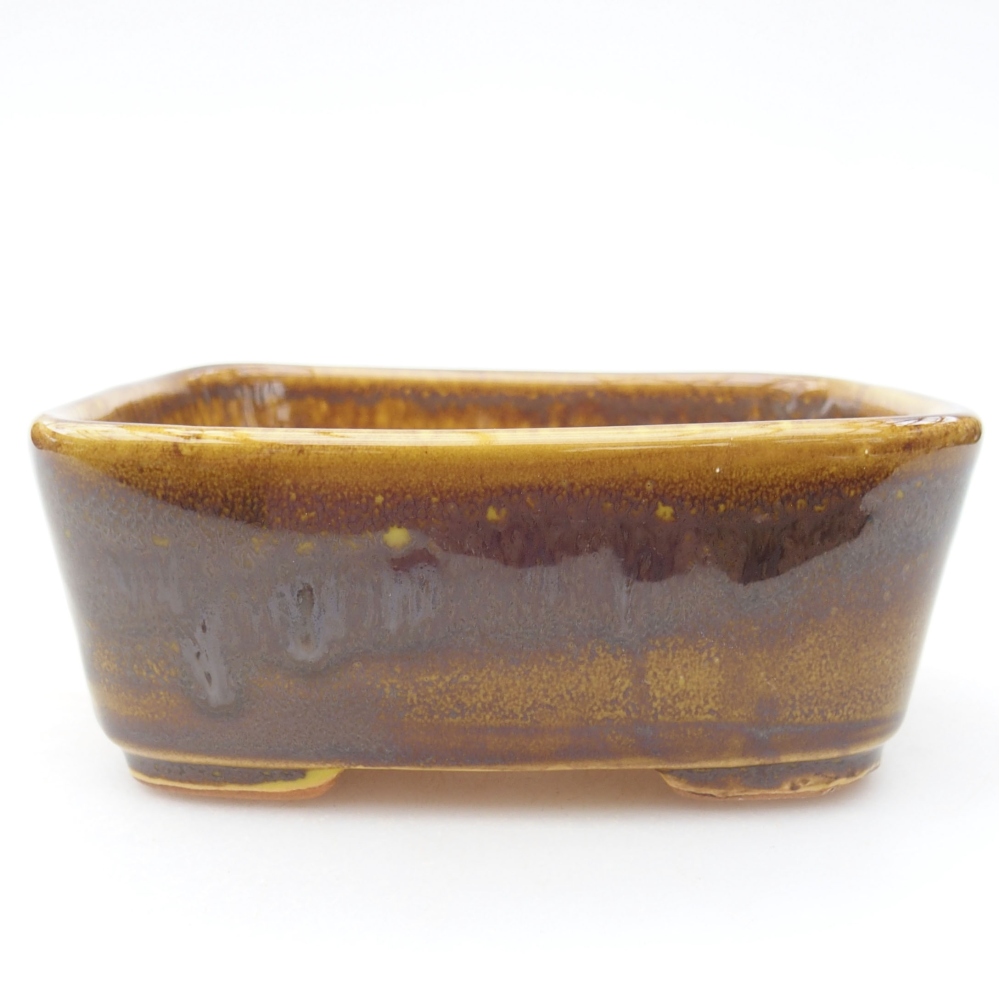 Bonsaischaal van keramiek 11 x 9,5 x 4,5 cm, geel