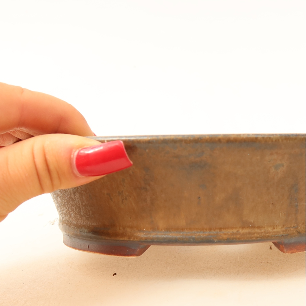 Keramische bonsaischaal 17,5 x 16,5 x 4,5 cm, kleur bruin