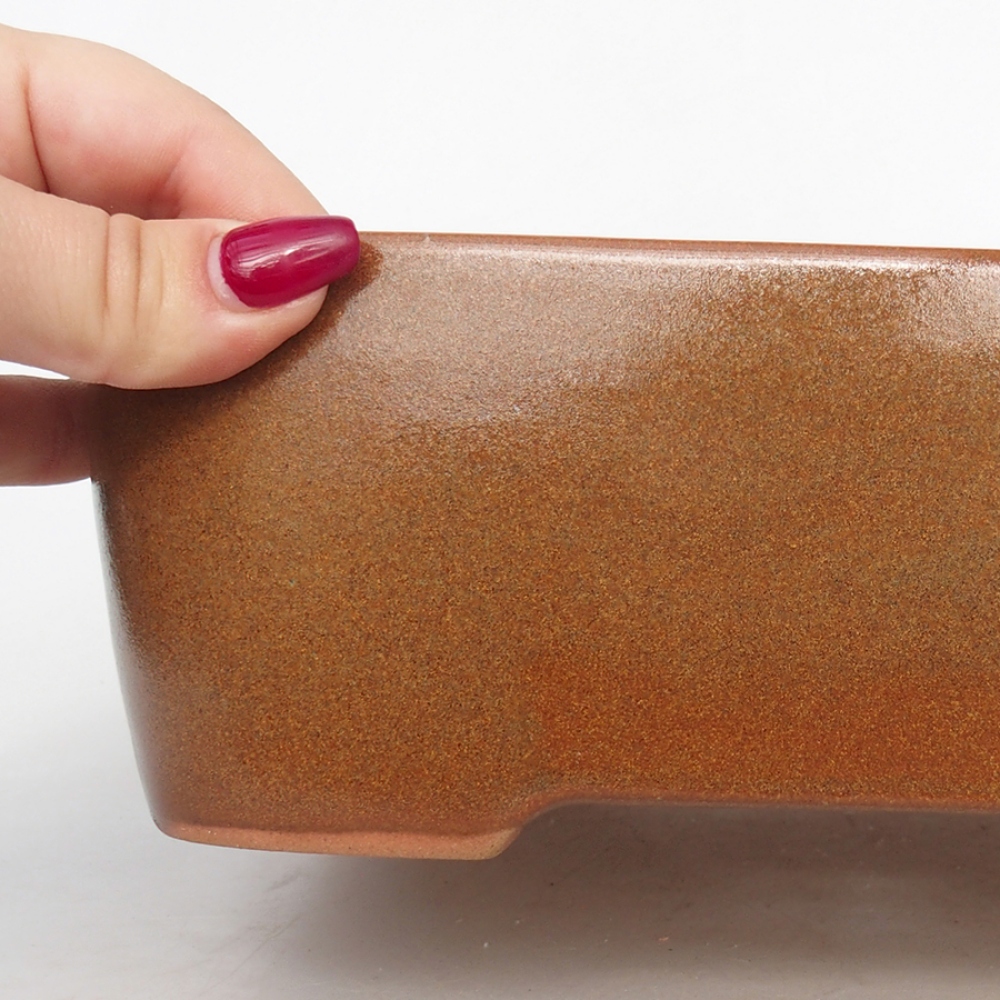 Bonsaischaal van keramiek 23,5 x 18 x 7,5 cm, bruin