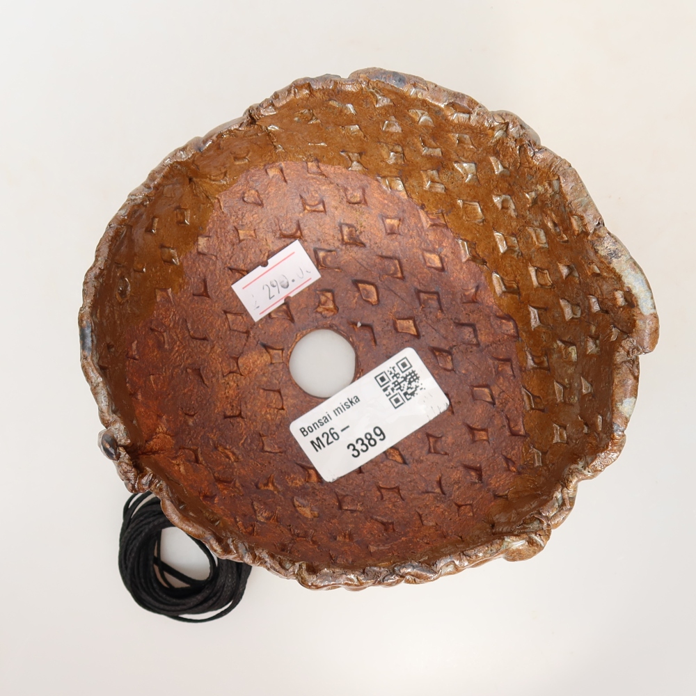 Keramische schaal voor Kokedama 12,5 x 11,5 x 7 cm, kleur bruin