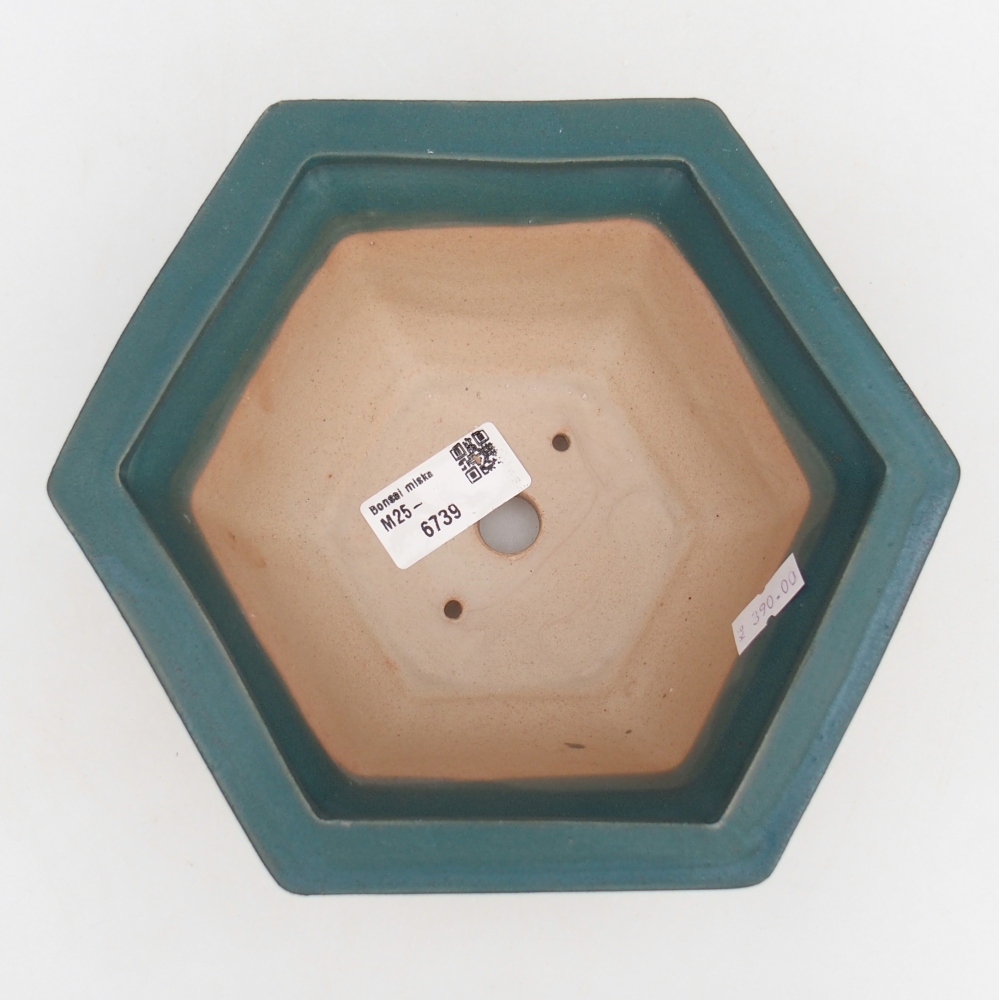 Bonsaischaal van keramiek 18,5 x 16,5 x 9 cm, kleur blauw