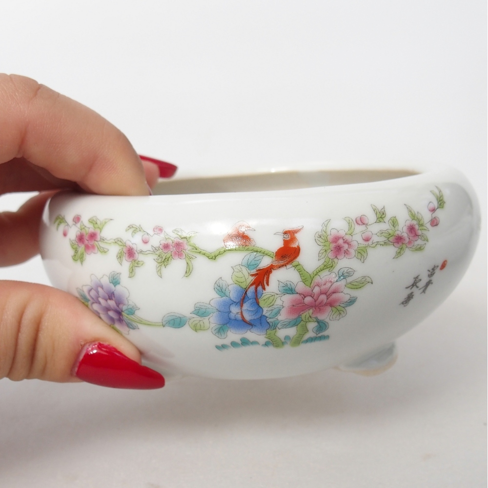 Bonsaischaal van keramiek 10 x 10 x 5 cm, kleur wit