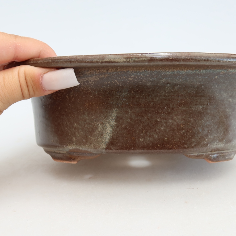 Keramische bonsaipot 19,5 x 15,5 x 6,5 cm, kleur bruin