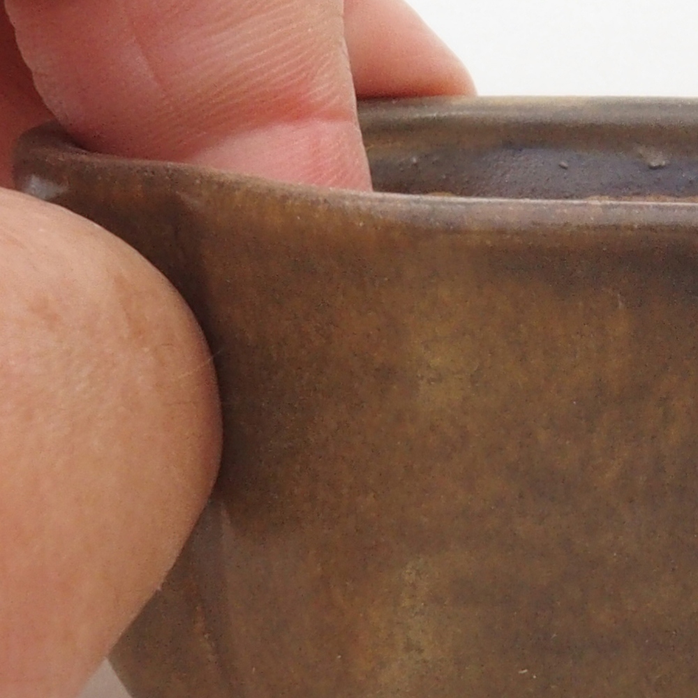 Bonsaischaal van keramiek 10 x 8,5 x 4 cm, bruin