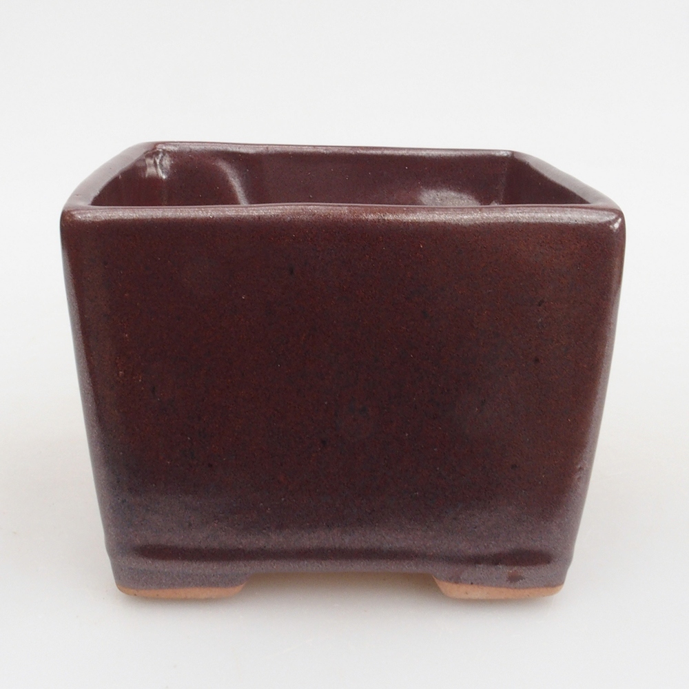 Bonsaischaal van keramiek 11 x 11 x 8,5 cm, bruin