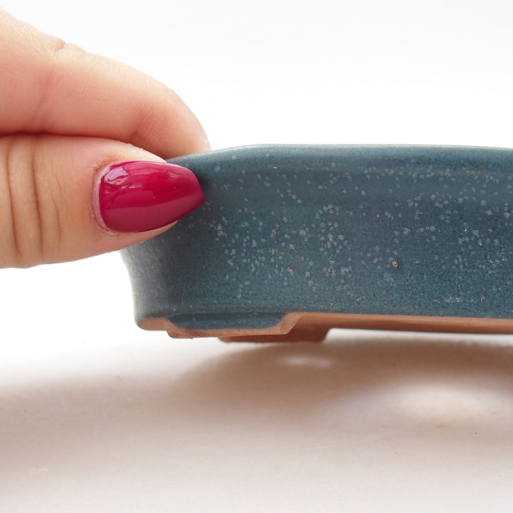 Bonsaischaal van keramiek 13 x 11 x 3 cm, kleur blauw