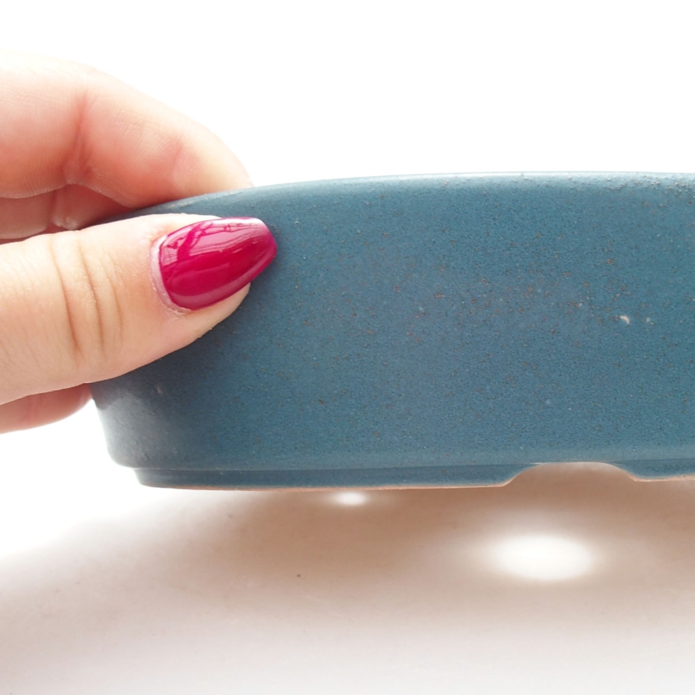 Bonsaischaal van keramiek 16 x 11,5 x 4 cm, kleur blauw