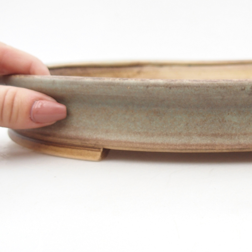 Bonsaischaal van keramiek 31 x 27 x 4 cm, groen