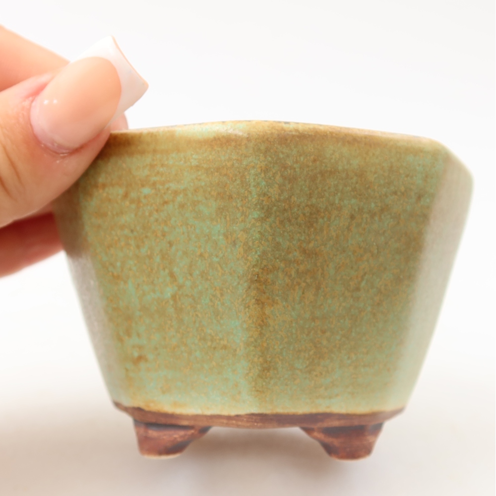 Keramische bonsaipot 9 x 8,5 x 5,5 cm, kleur groen