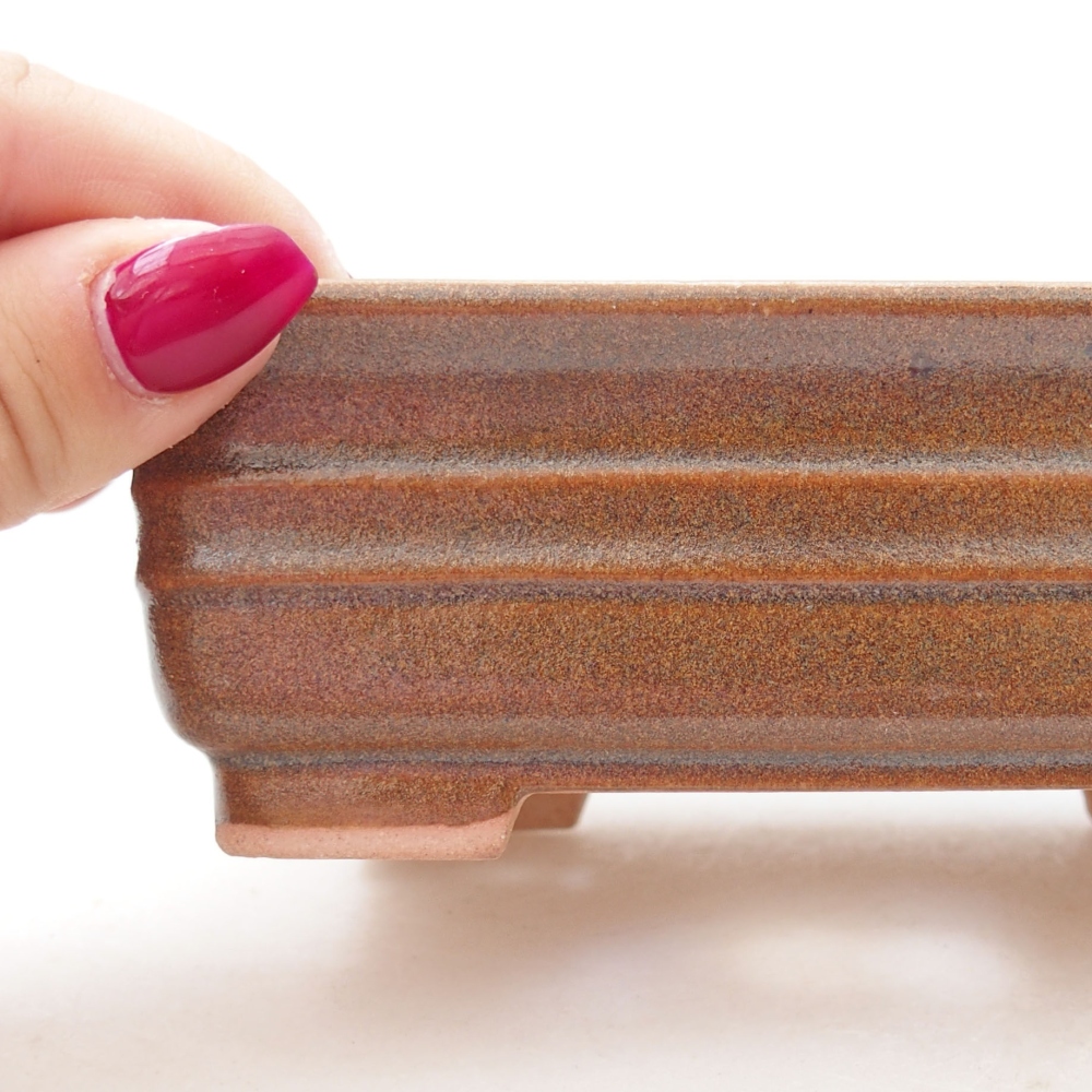 Bonsaischaal van keramiek 13,5 x 9,5 x 4,5 cm, bruin