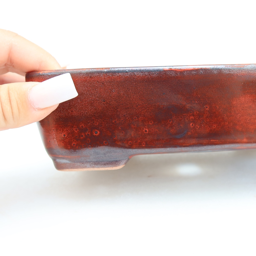 Keramische bonsaipot 18 x 13 x 5 cm, kleur: rood