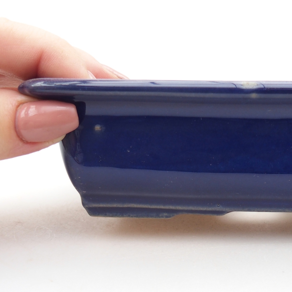 Bonsaischaal van keramiek 13,5 x 10 x 4 cm, kleur blauw