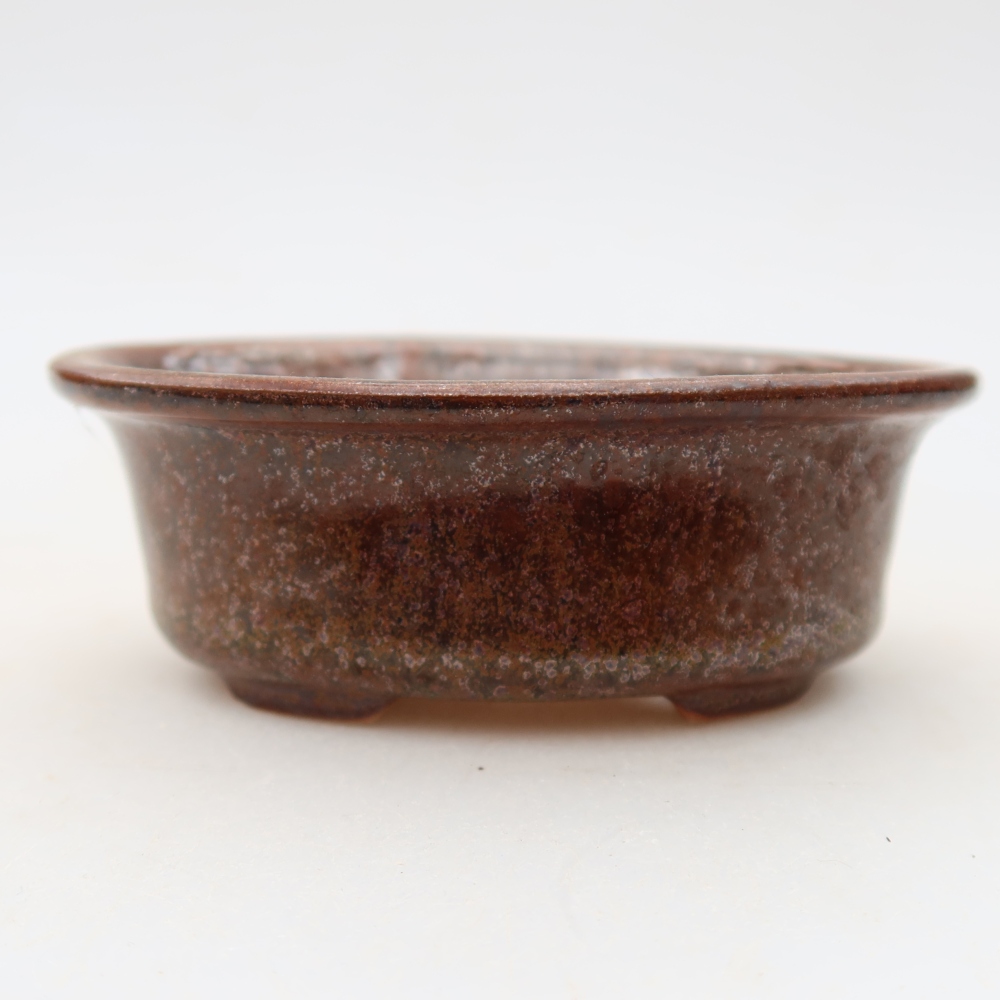 Keramische bonsaischaal 9,5 x 6,5 x 3 cm, kleur bruin