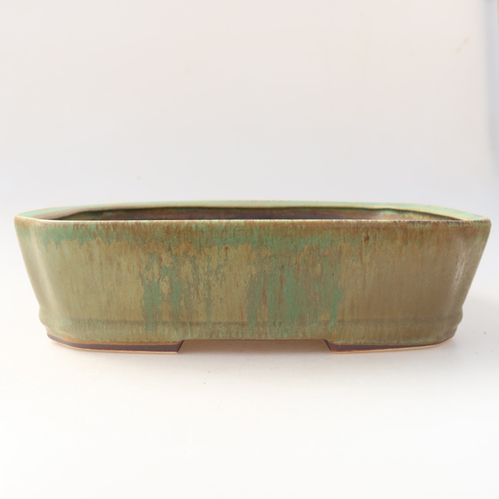 Keramische bonsaischaal 25 x 21 x 6,5 cm, kleur: groen