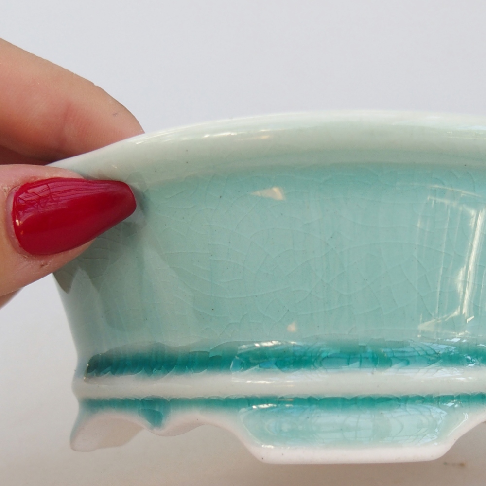 Bonsaischaal van keramiek 13 x 12 x 5 cm, groen