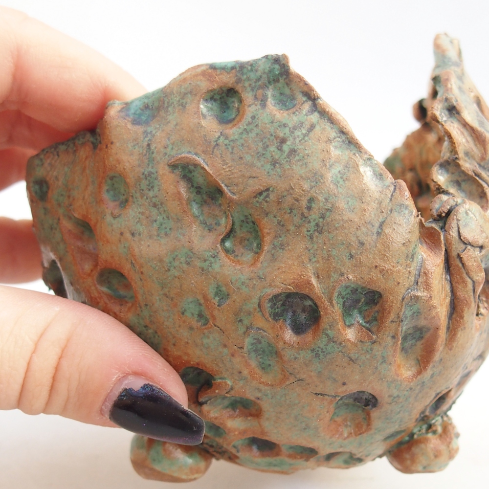 Keramisch Schelp 10 x 9,5 x 9,5 cm , kleur bruin-groen