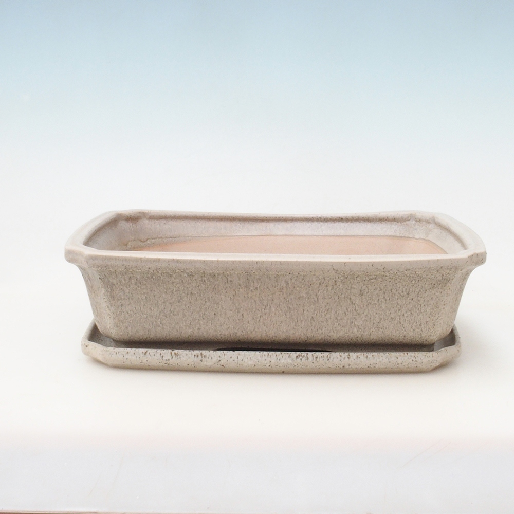 Bonsai kom + schotel H07 - 30 x 20,5 x 8 cm - beige