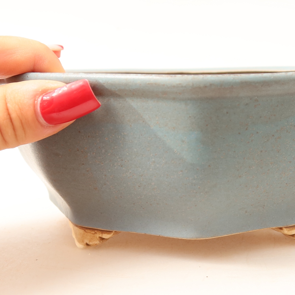 Keramische bonsaischaal 17 x 16 x 6,5 cm, kleur: blauw
