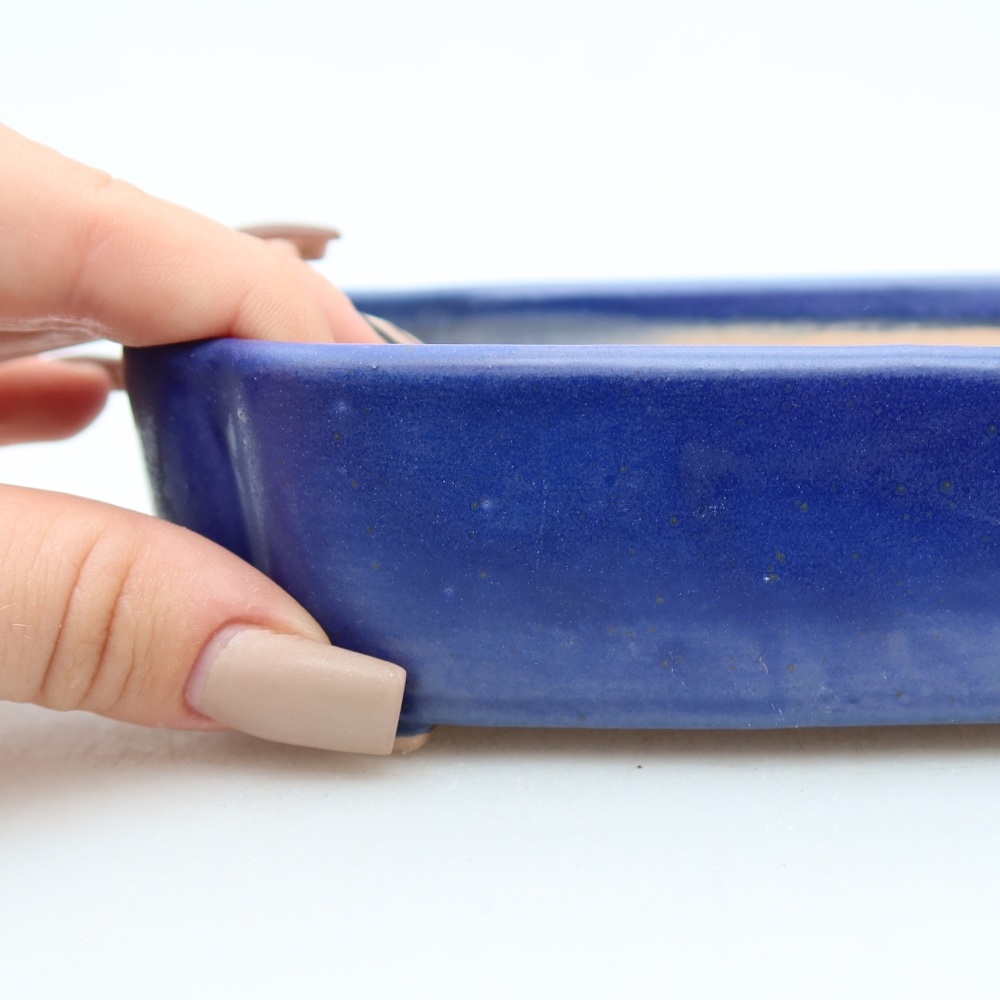 Bonsaischaal van keramiek 16 x 11,5 x 4 cm, kleur blauw