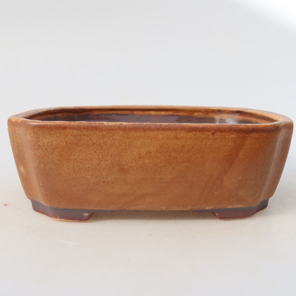 Bonsaischaal van keramiek 17,5 x 14,5 x 5 cm, bruin
