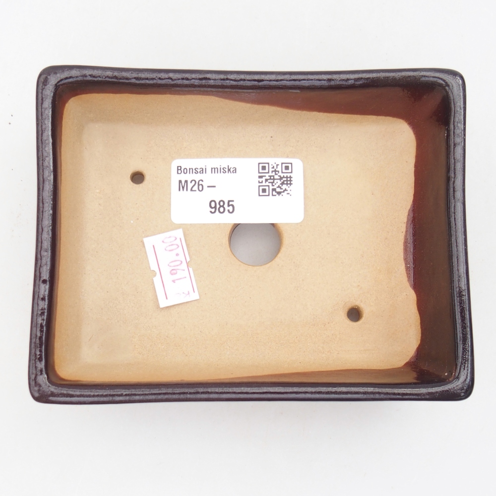 Bonsaischaal van keramiek 11,5 x 9 x 3,5 cm, bruin