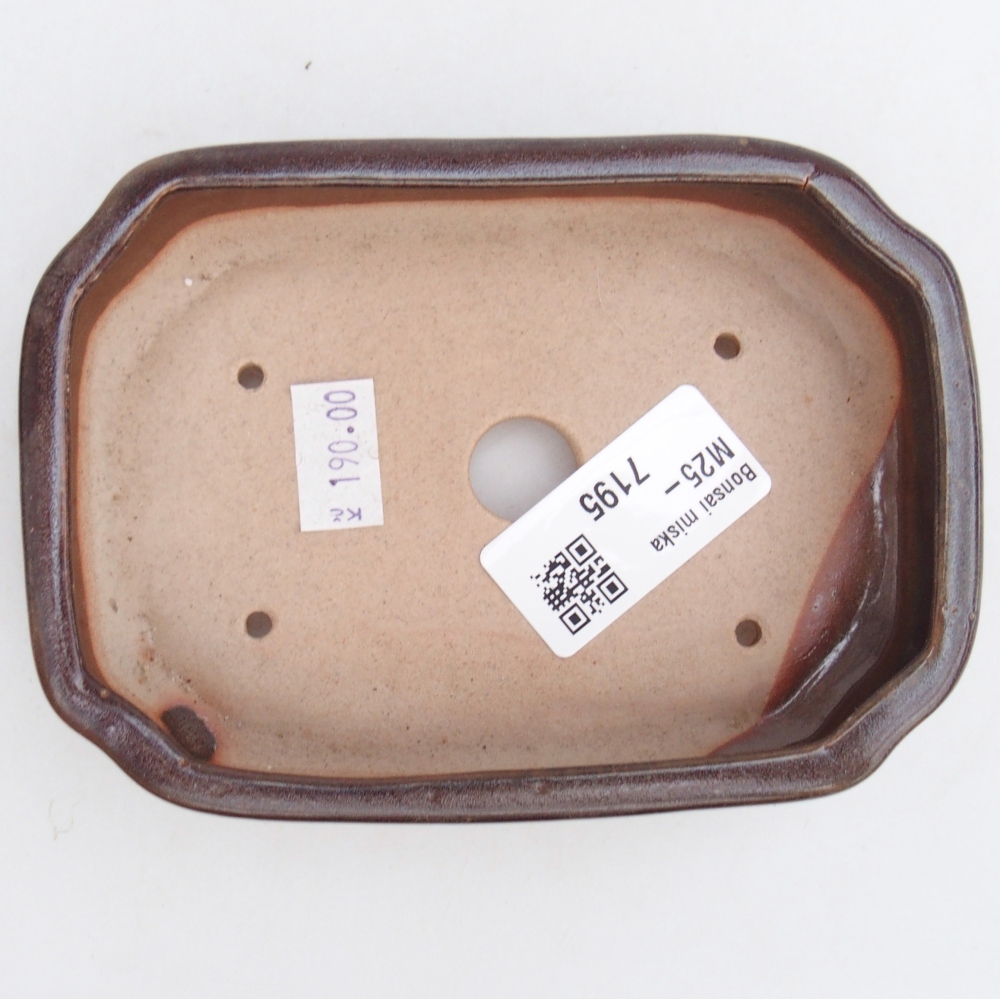 Bonsaischaal van keramiek 26 x 26 x 8 cm, kleur rood