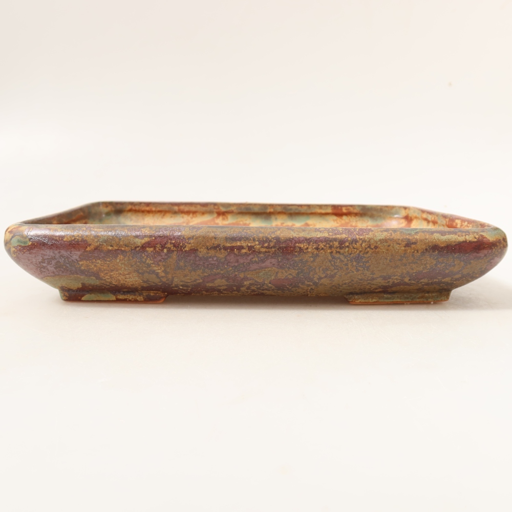 Keramische bonsaipot 24 x 17,5 x 4 cm, kleur groenbruin